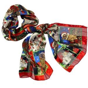 Christmas Holiday Festive Cat Multicolor Scarf